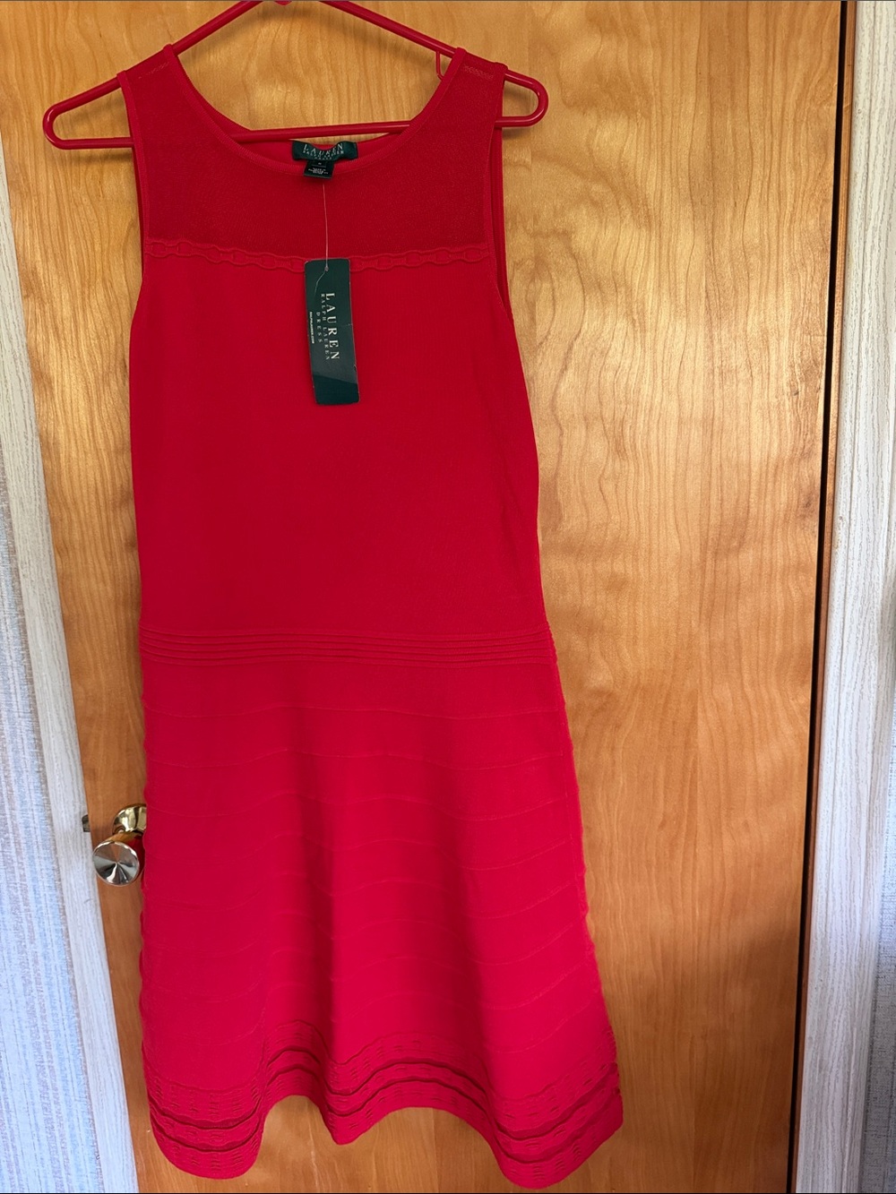 Ralph Lauren Bright Red Sleeveless Fit-and-Flare Knit Dress